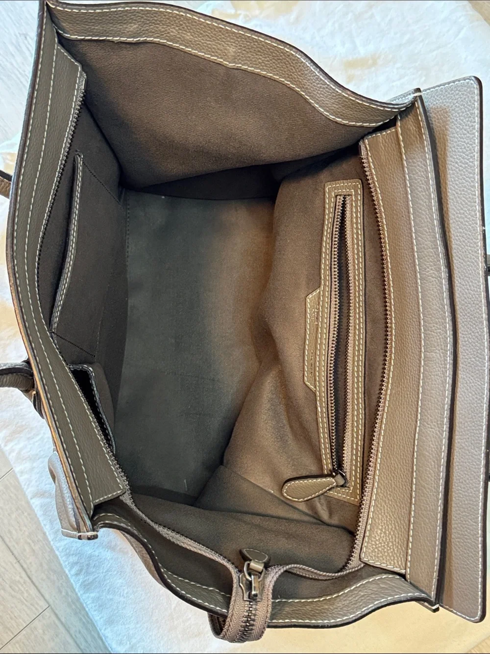 Celine Taupe Brown Souris Leather Mini Luggage Tote